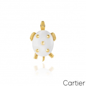 Cartier Yellow Gold Chalcedony & Diamond Turtle Brooch